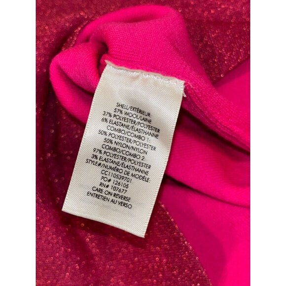 Alice and Olivia Issa Hot Pink Glitter Women's Size S Puff Sleeve Turtleneck Min - Picture 9 of 11